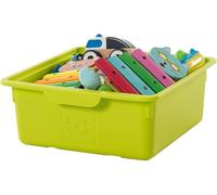 Iris Ohyama, Caja de almacenamiento de plástico para niños, Lote de 2, 10 L, sin BPA -KDL-330 - Verde, Apilable, Clips de cierre- A33 x F31,5 x A13,5 cm