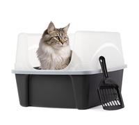 Iris Ohyama Caja de Arena para Gatos con Pala, hasta 7 kg, Color Negro, Abierta, sin Tapa, Borde Alto extraíble, para Gatos Grandes, Gatitos, Inodoro, XXL, sin BPA, Caja de Cat Litter Box, DDCLH-12
