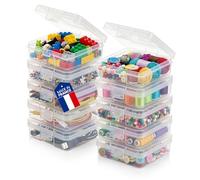 Iris Ohyama, Caja Organizadora Pequeña con Tapa Abatible, 0.4L, Set de 10, Transparente, Apilable, Cierre de Clip, Para Puzzles, LEGO, Rotuladores, Material de Manualidades, Tornillos, Sin BPA, MCC-S
