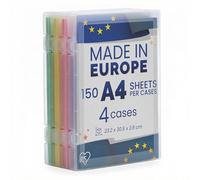 Iris Ohyama, Cajas archivadoras para Documentos, Archivador, Juego de 4, Transparente, Capacidad para 150 Hojas A4 cada una, Apilable con Asa y Cierre Seguro, sin BPA, Contenedor, Oficina, PJC-A4