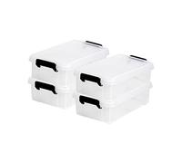 Iris Ohyama, cajas de almacenamiento de plástico, multifunción, 4 L, tapa, mango ergonómico, escritorio, sala, salón - DDMBX - 4 - transparente