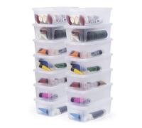 Iris Ohyama, Cajas, Organizador de almacenamiento de plástico, Lote de 14, 5 L, apilables, sólidos, dormitorio, oficina, sala de estar - Modular Clear Box MCB-5 - Transparente