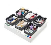 Iris Ohyama, Lote de 6 Cestas de Almacenaje 5L, Cajas Apilables para Ahorro de Espacio, Organizador de Plástico para Cocina y Baño, Negro, OSB-S