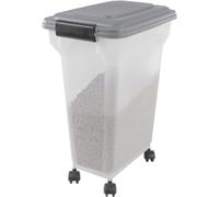 Iris Ohyama Contenedor pienso con Ruedas, 20L/7.5kg, Gris, Contenedor Comida Perro, Pienso Gatos, Hermética, para Mascotas, Transparente, Pet Food Container, Dog Food Storage, Libre de BPA, ATS-M