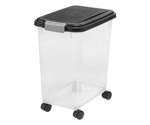 Iris Ohyama Contenedor pienso con ruedas, 30L/11kg, Negro, Contenedor comida perro, Pienso gatos, Hermética, para Mascotas, Transparente, Pet Food Container, Dog Food Storage, Libre de BPA, MP-8