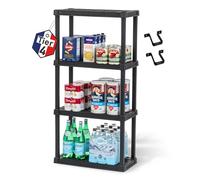 Iris Ohyama, Estante de plástico Resistente, Capacidad de 100 kg, Fácil de Montar, 4 Niveles, Sin BPA, Estante de Garaje, Cocina, Almacenamiento en estación de Trabajo, Resina, Negro, PRS-M4