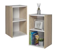 Iris Ohyama, Estantería con 2 estantes de almacenamiento, Lote de 2 muebles auxiliares, Diseño, Modular, Oficina, Dormitorio, Salón - UB-6035 - Marrón Claro