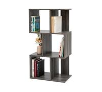 Iris Ohyama, Estantería decorativa con 3 estantes/estantería para libros en forma de S, Diseño,Modulare, Oficina, Casa, Biblioteca - Display Shelf - SRK-W3 - Roble Gris
