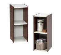 Iris Ohyama Estantería Espacio Ahorrador de 2 Niveles, Marrón Ajustable, Multiuso, Modular, para Sala de Estar, Oficina, Habitación, Organizadora, Librería, Montaje Fácil, UB-6025