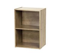 Iris Ohyama Estantería Moderna de Madera de 2 Niveles, 40cm ancho, mesita de noche, Marrón Ceniza, Exposición, Almacenamiento, Sala de Estar, Habitación, Oficina, Librería, Montaje Fácil, CX-2