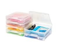 Iris Ohyama, Estuche de Plástico Portátil con Asa, 10L, Juego de 6, Transparente, Cierre a Presión, Apilable, Almacenaje de Papel, Cuaderno, Material de Manualidades, Caja, Sin BPA, SBC-350