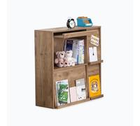 Iris Ohyama, Mueble de Almacenamiento con 4 Puertas Plegables/Armario de Madera/Abatible/Armario, Diseño,Modular, Oficina, Casa Biblioteca - Flap Rack - FR-F4 - Marrón Ceniza