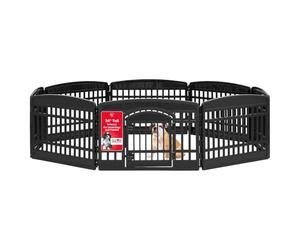 Iris Ohyama Parque para Perros con 8 Paneles, H60cm, Negro, Puerta Cerradura, Jaula Gatos, Vallas, Corralito, para para Interiores, Exteriores, Conejo, Cercado, Corral Perro, CI-608E