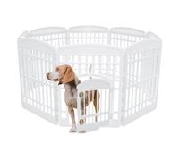 Iris Ohyama Parque para Perros con 8 Paneles, H90cm, Blanco, Puerta Cerradura, Jaula Gatos, Vallas, Corralito, para para Interiores, Exteriores, Conejo, Cercado, Corral Perro, Mascotas, CI-908