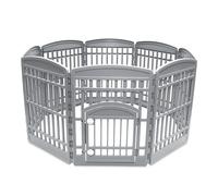 Iris Ohyama Parque para Perros con 8 Paneles, H90cm, Gris, Puerta Cerradura, Jaula Gatos, Vallas, Corralito, para para Interiores, Exteriores, Conejo, Cercado, Corral Perro, Mascotas, CI-908