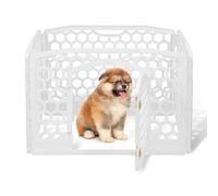 Iris Ohyama, Parque para Perros Interiores, Exterior con 4 Paneles y Puerta Cerrada, H58cm, Blanco, Jaula, Enclos, Cierre para Perros, Cachorro, Gato, Conejo, Mascotas, Plástico, CI-584HC