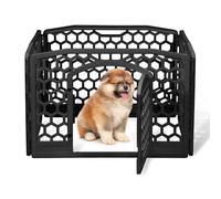 Iris Ohyama, Parque para Perros Interiores, Exterior con 4 Paneles y Puerta Cerrada, H58cm, Negro, Jaula, Enclos, Cierre para Perros, Cachorro, Gato, Conejo, Mascotas, Plástico, CI-584HC