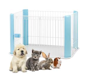 Iris Ohyama Parque para Perros y Puerta con Cerradura, H60cm, Azul, Jaula Gatos, Vallas, Corralito, para para Interiores, Exteriores, Conejo, Cercado, Corral Perro, Mascotas, rejas, CLS-960