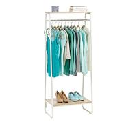 Iris Ohyama Perchero metálico, con 2 Estantes, Blanco, Diseño Moderno, Marco Resistente, Antideslizante, para Dormitorio, Estudio, Armario, Ropa y zapatos, Secado, Montaje fácil, PI-B2