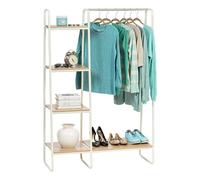 Iris Ohyama Perchero metálico, con 4 Estantes, Blanco, Diseño Moderno, Marco Resistente, Antideslizante, para Dormitorio, Estudio, Armario, Ropa y zapatos, Secado, Montaje fácil, PI-B3