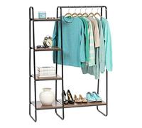 Iris Ohyama Perchero metálico, con 4 Estantes, Negro, Diseño Moderno, Marco Resistente, Antideslizante, para Dormitorio, Estudio, Armario, Ropa y zapatos, Secado, Montaje fácil, PI-B3