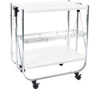 Iris Ohyama, Servicio de cocina, almacenamiento, 2 estantes, 1 cesta de almacenamiento, con ruedas, cocina, sala de estar - Kitchen Wagon CW-005 - Blanco