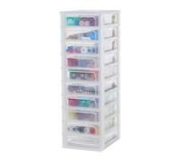 Iris Ohyama, Torre de Almacenamiento de Plástico, 10 Cajones Compactos, Blanco, Fácil Apertura, Formato A4, A5 y A6, Mueble, para Oficina, Material Escolar, Papelería, Sin BPA, OCH-2100
