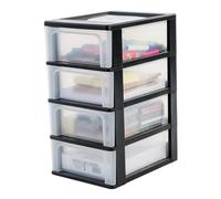 Iris Ohyama Unidad de almacenamiento de plástico con 4 cajones profundos, Negro, formato A4, A5 y A6, multiusos, para oficina, escuela, papelería, armario y hogar, Torre, Organizador, OCH-2004