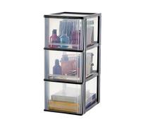 Iris Ohyama Unidad de almacenamiento de plástico con 3 cajones profundos, Negro, formato A4, A5 y A6, multiusos, para oficina, escuela, papelería, armario y hogar, Torre, Organizador, DDOCH-2300