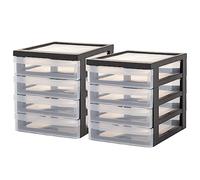 Iris Ohyama Unidad de cajones de almacenamiento de escritorio con 3 cajones superficiales, juego de 2, Negro, A4, documentos, accesorios, para oficina, útiles escolares, hogar, torre, DC-A5 4 Shallow