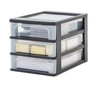 Iris Ohyama Unidad de cajones de almacenamiento de escritorio con 3 cajones superficiales, Negro, A4, documentos, accesorios, para oficina, útiles escolares, hogar, torre, organizador, OCH-2030