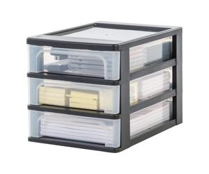 Iris Ohyama Unidad de cajones de almacenamiento de escritorio con 3 cajones superficiales, Negro, A4, documentos, accesorios, para oficina, útiles escolares, hogar, torre, organizador, OCH-2030