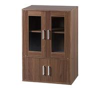 Iris Ohyama, Vitrina con baldas y Tirador de Puerta/Vitrina de Madera/Estantería con Puertas, Diseño,Ajustable en Altura Cada 3,2 cm, Cocina, Sala - Cabinet - GKN-9060 - Marrón