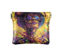 Iris Plaid Let's Party Mardi Gras - Cartera de cuero para mujer, cómoda cartera de cambio para mujer