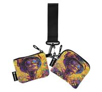 Iris Plaid Let's Party Mardi Gras - Monedero doble para tarjetas de crédito, cartera delgada y portátil, protector de tarjeta de identidad con correa de muñeca para mujer, 2 paquetes de billetera de