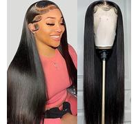 Iris Queen 13x4 HD Recto Encaje Frontal Wigs Humano Pre Plucked with Baby Hair 180 Density 10A Transparente Lace Frontal Wigs for Black Women Bleached Knots Natural Color (20 pulgadas)