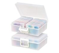 IRIS USA - Caja de almacenamiento de fotos de 10 x 15 cm, 2 unidades, contenedor principal con 16 cajas de organización para fotos, manualidades, álbumes de recortes, papelería, protección y