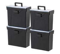 IRIS USA - Caja de archivos delgada con tapa, organizador para archivos de cartas con tapa organizadora, caja de documentos resistente al agua, organizador de archivos móvil de plástico, hebilla