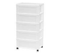 IRIS USA, Inc. Carrito de almacenamiento ancho con cajones, blanco/natural, 5