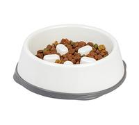 Iris USA, Inc. - Cuenco Grande de alimentación Lenta para Mascotas con hocico Corto, Blanco/Gris (588048)