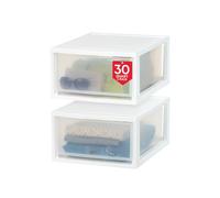 IRIS USA MSD-3 Unidad de cajón de plástico apilable, apilable, 29.5 cuartos de galón, blanco, 2 unidades