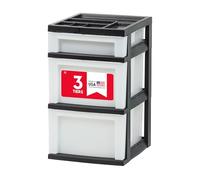 IRIS USA Organizador de almacenamiento de cajones de plástico, carrito rodante, 3 cajones, para aula, suministros de manualidades, tocador, armario, baño, dormitorio, lavandería, negro/perla