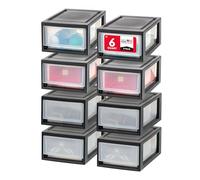 IRIS USA - Organizador de almacenamiento de plástico de 6 cuartos de galón, 8 unidades, unidad apilable con cajón deslizante para ropa, dormitorio, cocina, debajo del fregadero, despensa, sala de