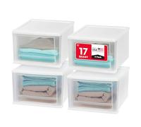 Iris USA SD-30 Cajón apilable, White, 17 Qt. - 4 Pack, 4