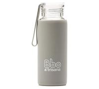 Irisana - Botella de Agua - 330 ml - Gris - 6,5 x 6,5 x 18 cm - Garrafa Deportiva de Cristal Ideal Gimnasio - Con Borosilicato y Silicona - Colección Bbo