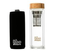 Irisana - Botella de Agua - 400 ml - Transparente - 8,5 x 8,5 x 22,5 cm - Taza Térmica Infusora - Tapa y Filtro para Infusiones y Mate - Colección Bbo