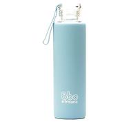 Irisana - Botella de Agua - 550 ml - Azul - 7 x 7 x 25 cm - Garrafa Deportiva de Cristal Ideal para Gimnasio - Borosilicato y Silicona - Colección Bbo