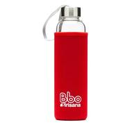 Irisana - Botella de Agua - 550 ml - En Rojo - 7 x 7 x 25 cm - Garrafa Deportiva Ideal Gimnasio - Con Borosilicato y Funda de Neopreno - Colección Bbo