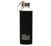 Irisana - Botella de Agua - 550 ml - Negro - 7,5 x 7,5 x 24 cm - Garrafa Deportiva para el Gimnasio - Borosilicato y Funda de Neopreno - Colección Bbo