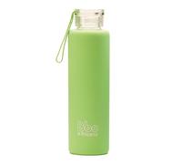 Irisana - Botella de Agua - 550 ml - Verde - 7 x 7 x 25 cm - Garrafa Deportiva de Cristal con Asa para Gimnasio - Borosilicato y Silicona - Colección Bbo